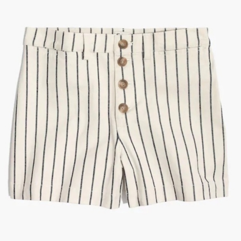 MADEWELL The Emmett Striped White and Navy Denim Women's High Waisted Shorts 31 - Picture 7 of 15